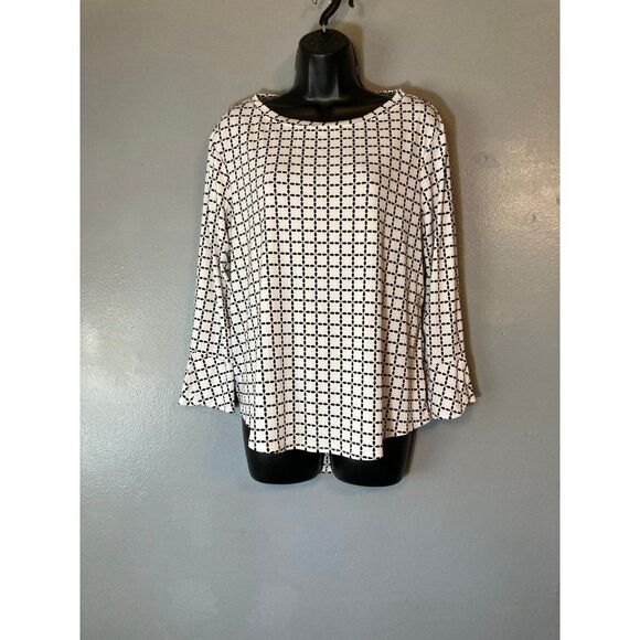 Elle Tops - Elle black and white stretch blouse